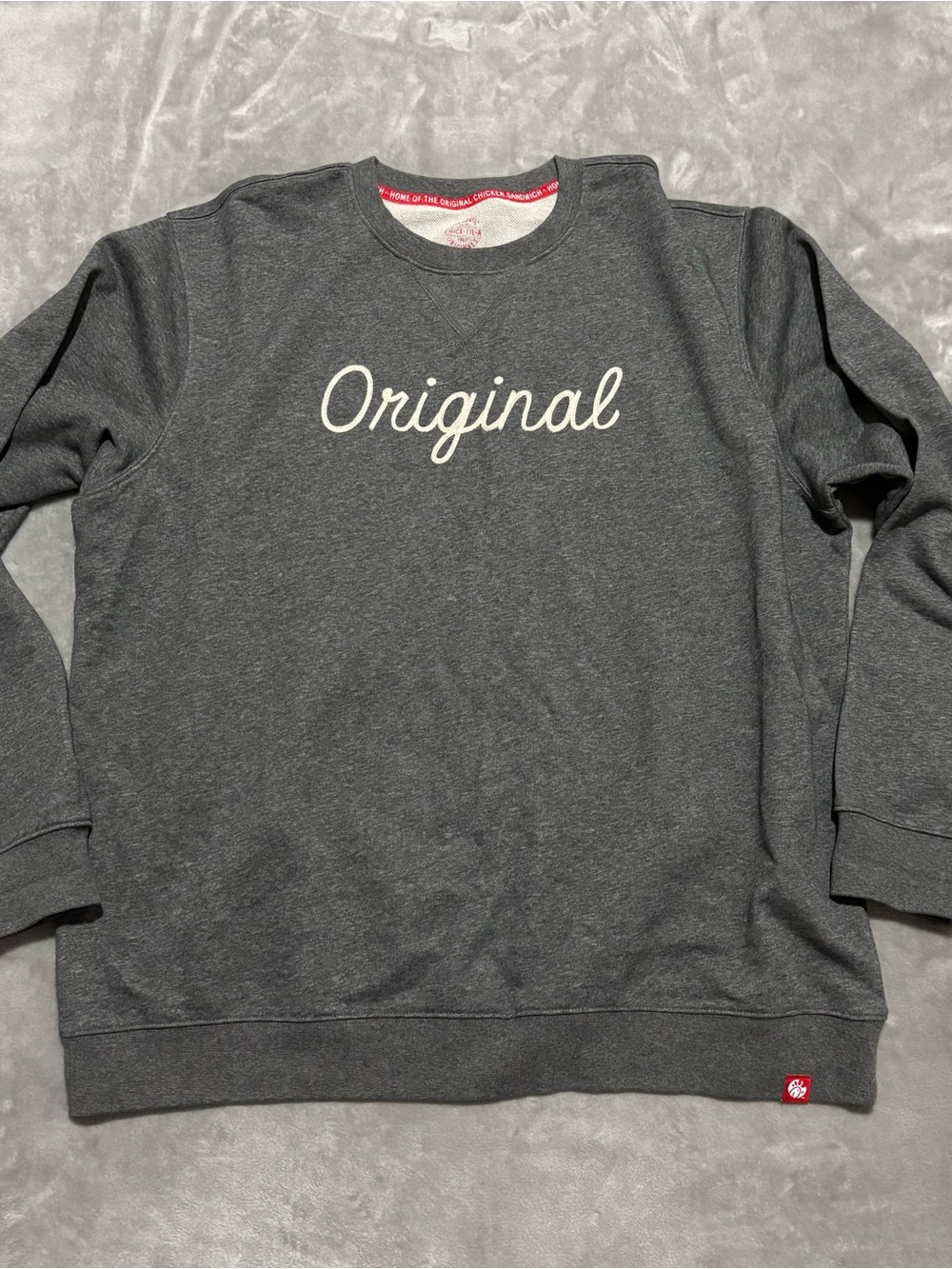 Chick Fil A Womens Crewneck Sweatshirt Gray Original Chicken Embroidered Sz 2XL